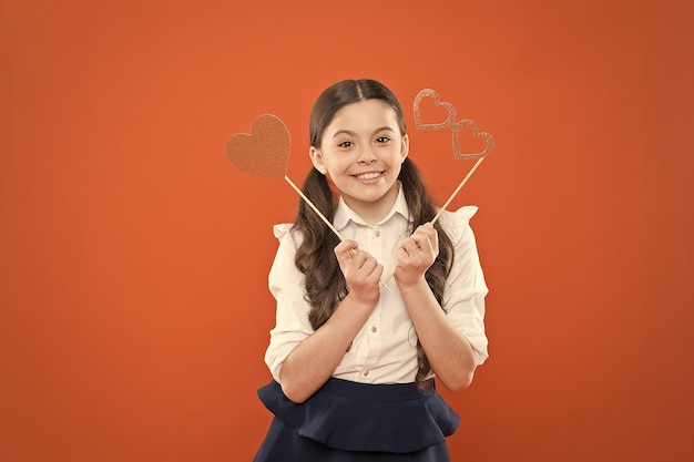 Congratulations knowledge day happy childhood small girl student school lover school girl in uniform child with party heart glasses smart intelligent kid back to school love funny study