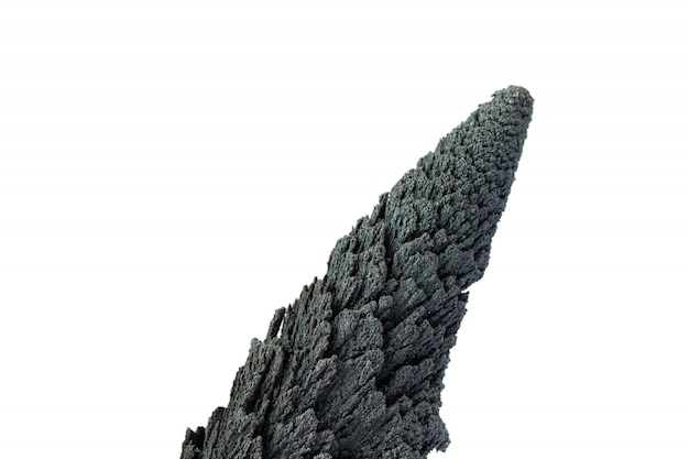 Photo conical volcanic rock isolate on white