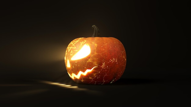 Conjured Halloween pumpkin with glowing eyes. 3d illustration, suitable for halloween themes.