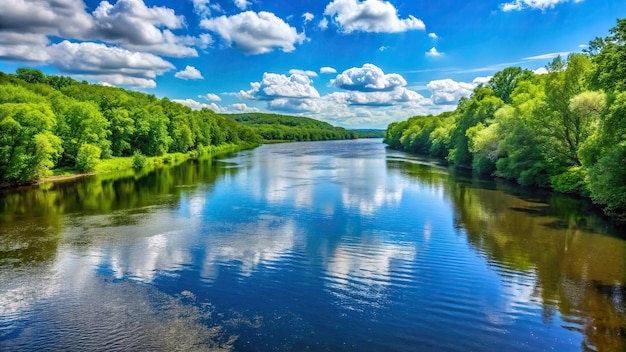 Photo connecticut river flowing just north of hartford on a sunny june day captured using a forced