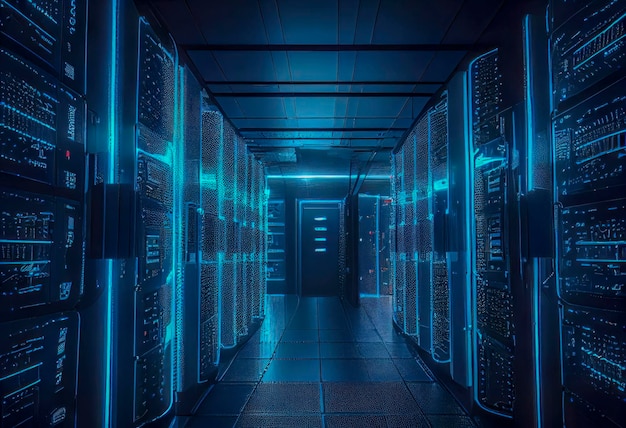 Connection network in servers and storage systems in data center rooms