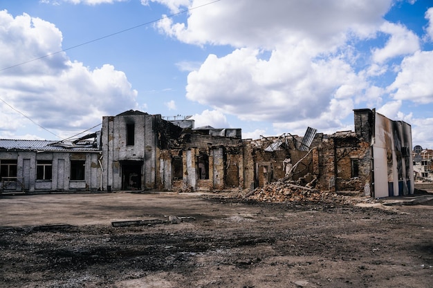 Consequences of the Russian peace in the city of Trostyanets Sumy region Civil buildings Russian military invasion of Ukraine