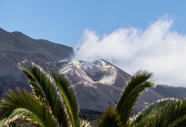 Photo consequences of teneguia volcano crater in the part south of la palma canary islands