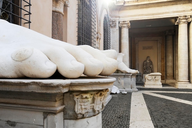 Constantine's Foot This is part of what was once a giant marble sculpture of Emperor Constantine It along with the other parts are in the courtyard of the museum Rome Italy