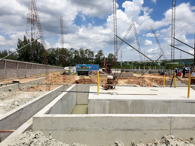 Construction of 115kV22kV Substation view of power transformer foundation and control building