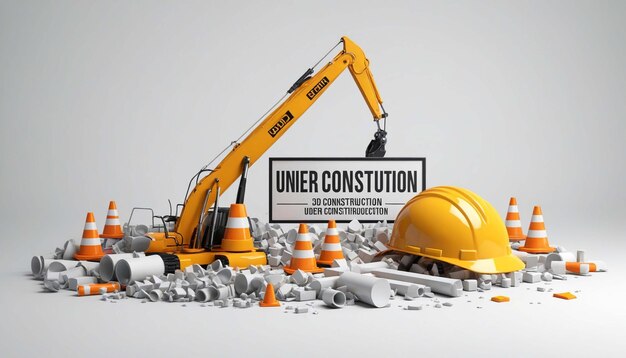 Photo under construction 3d style illustration