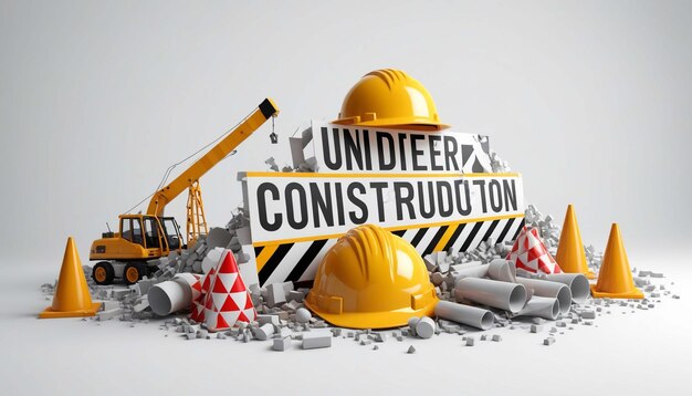 Photo under construction 3d style illustration