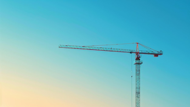 Construction Crane Against Blue Sky Progress Development Image