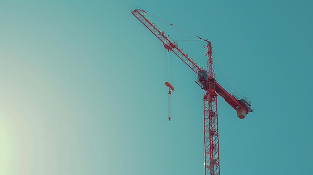 Construction Crane Against Blue Sky Progress Development