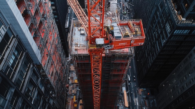 Photo a construction crane operating at a highrise building site