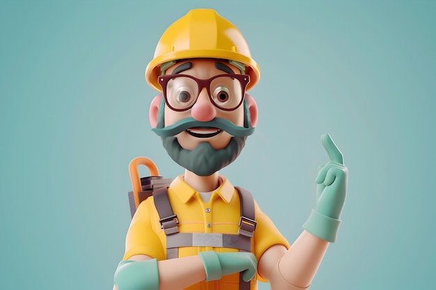 Construction Engineer Character Smiling with Thumbs Up in Hardhat and Uniform