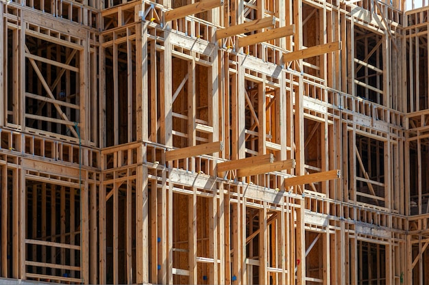 Construction framing in wood buildings and houses