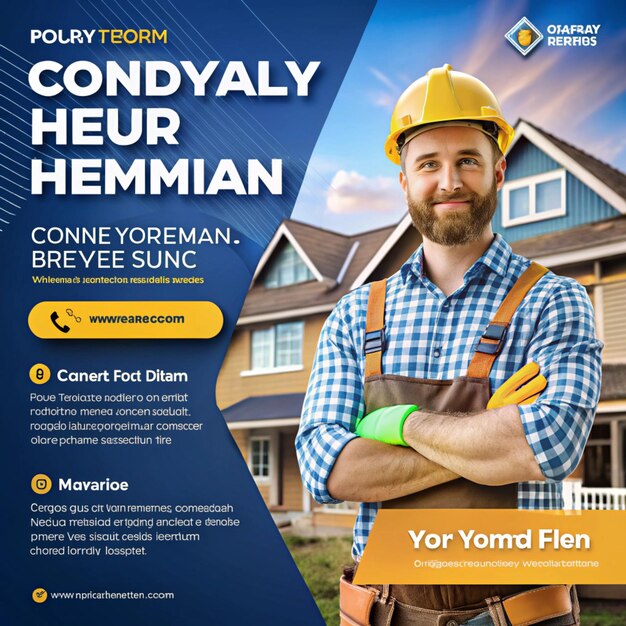 Photo construction handyman home repair flyer social media post and web banner post