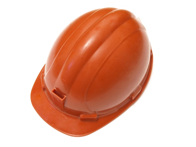 Construction helmet on a white surface