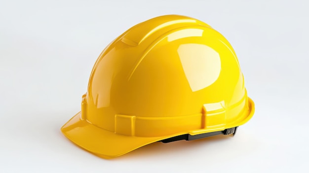 Construction helmet in yellow set against a white backdrop