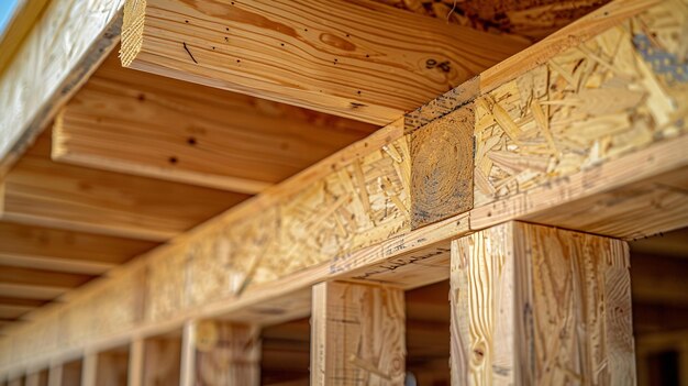 Photo an under construction house has joist framework features plywood gutter holders soff generative ai