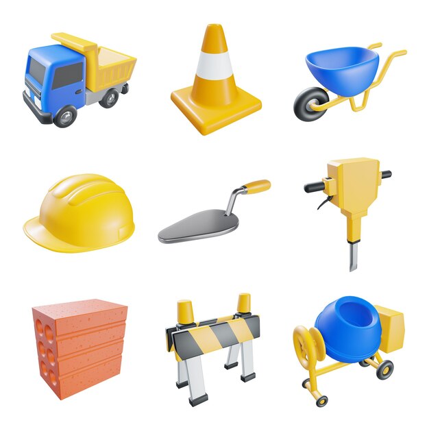 Photo construction icons set 3d illustration clipart