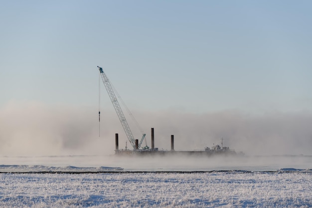 Construction Marine offshore works Dam building crane barge dredger Breakwater construction