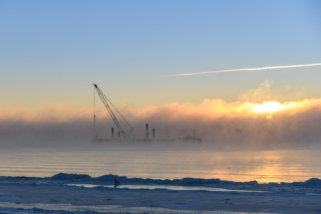 Construction Marine offshore works Dam building crane barge dredger Breakwater construction