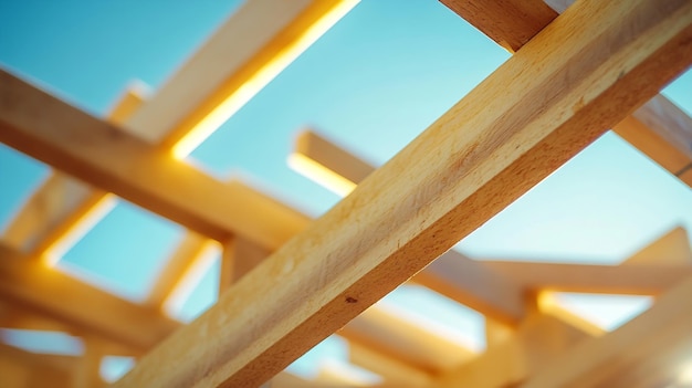 Construction of new home beams stick trusses framing Generative AI