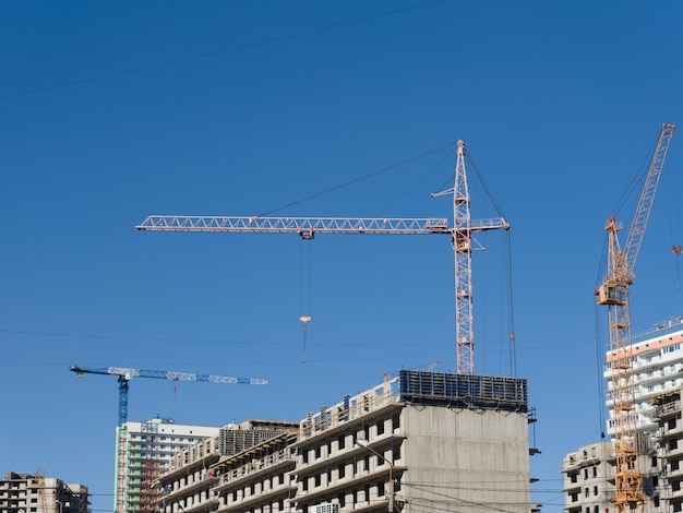 Construction of new homes Various tower cranes work