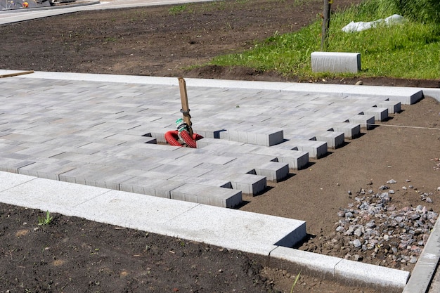 Construction of pedestrian paths in the city square city park