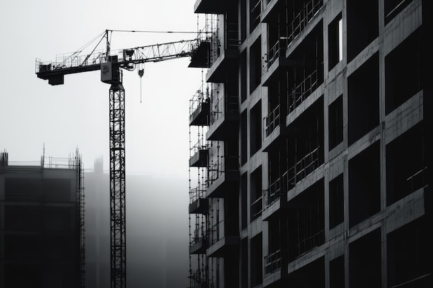 Photo construction of a residential building a block of apartments in progress with modern architecture