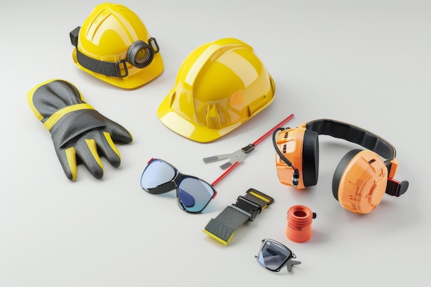 Construction Safety Essentials Gear for Every Worker Isolated On White Background