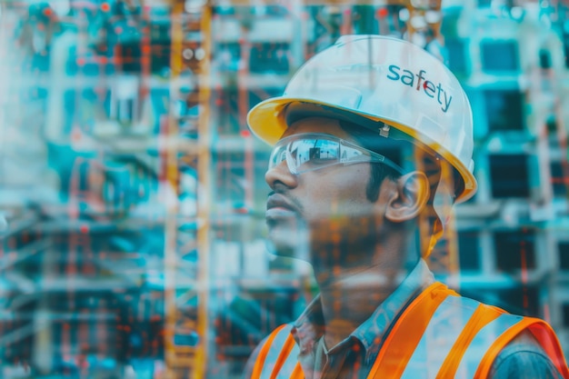 Construction Safety Officer Overseeing Project Progress at a Building Site