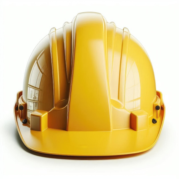 Photo construction site and safety yellow helmet isolated on a white background