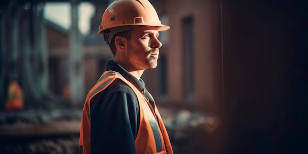 Construction site supervisor conducting a safety inspection of the worksite Generative AI