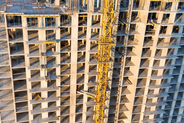 Construction site with concrete blocks at building industry