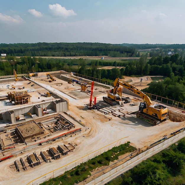 Photo a construction site with a crane on the top of it