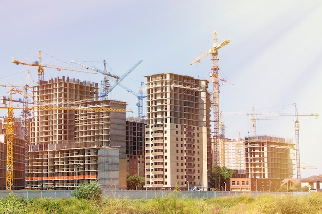 Construction site with new tall buildings