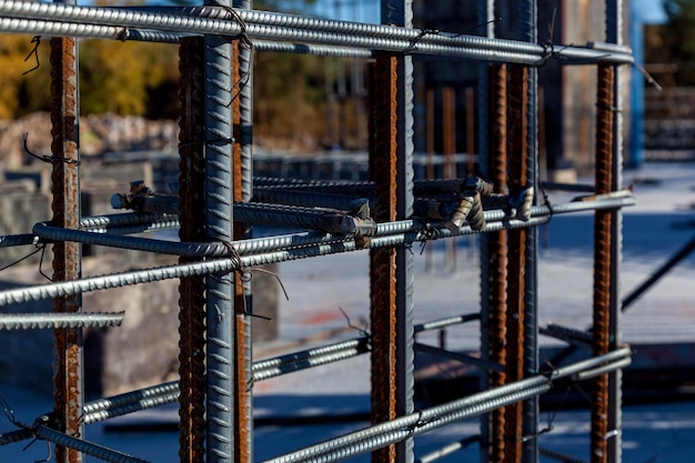 Construction site with reinforced concrete structures