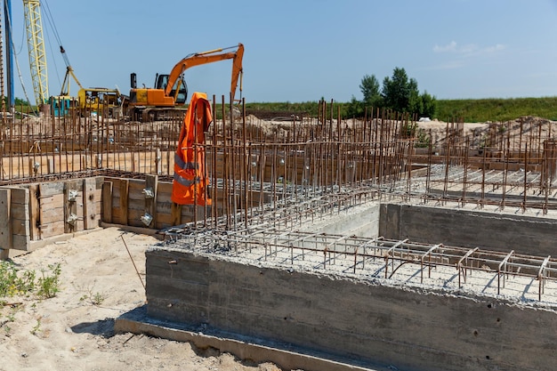 Construction site with reinforced concrete structures