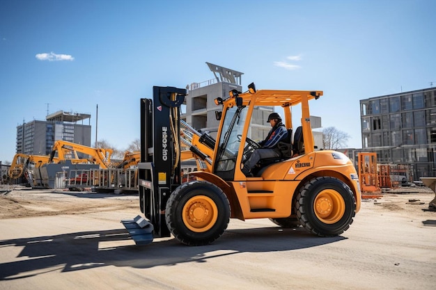 Photo construction site with a telehandler in action showc construction equipment photography