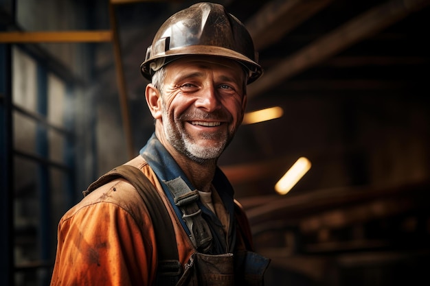 Construction smiling worker standing Generate Ai