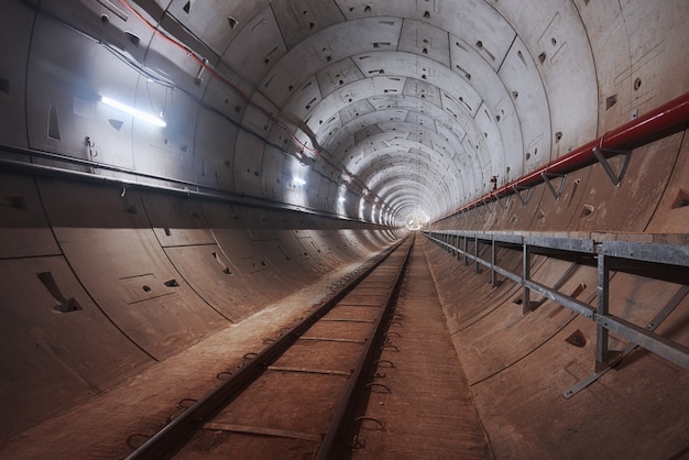 Photo construction of subway tunnel with white light