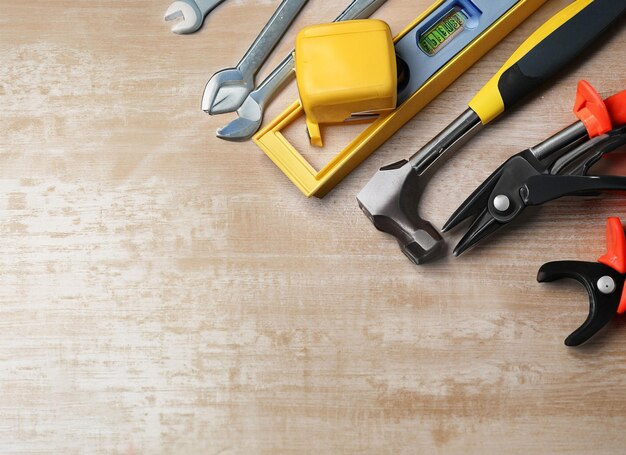 Construction tool on table