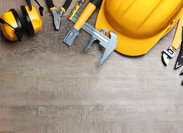 Construction tool on table