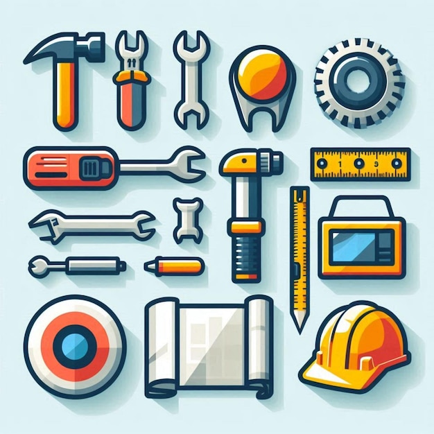 Photo construction tools vector construction daily tools labour day