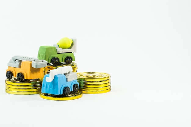 The construction toy car on white background image.