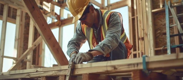 Construction Worker Building a New House