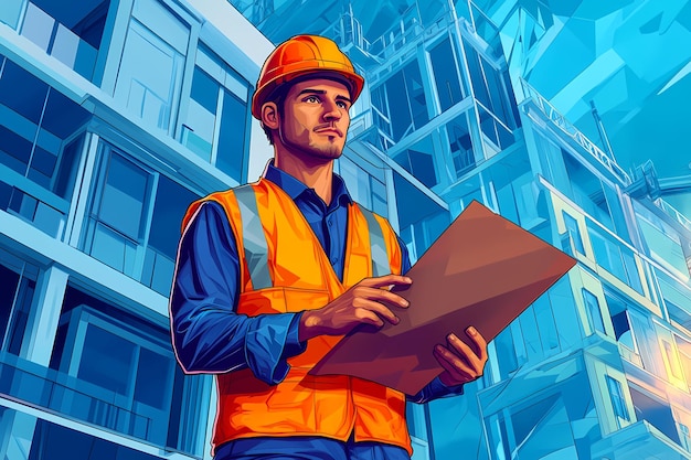 Construction Worker Examining Building Plans