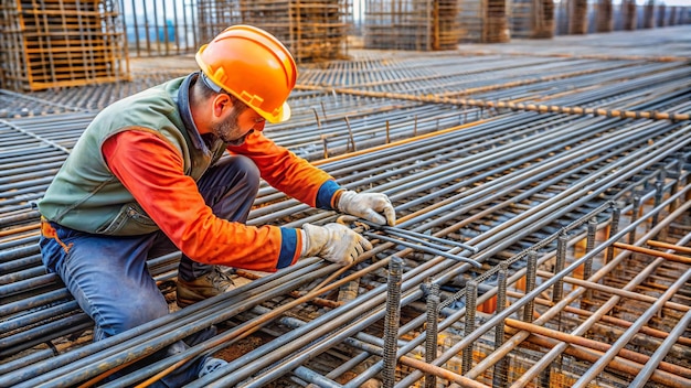 a construction worker is working on a construction site