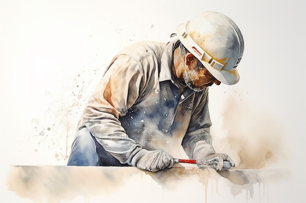 Construction Worker Labor Day Digital Painting ai generated