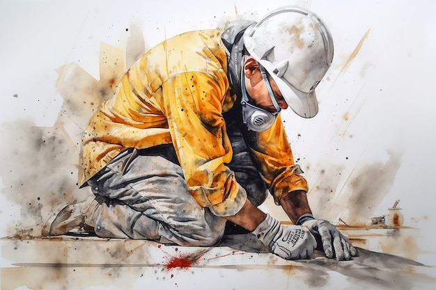 Construction Worker Labor Day Digital Painting ai generated