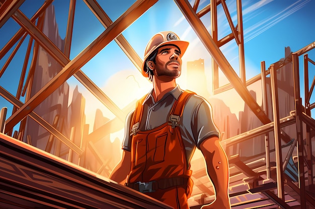 Construction Worker Looking Up