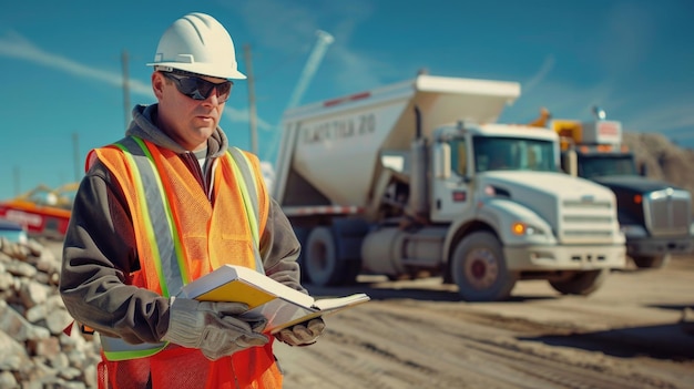 construction worker outdoors with a helmet